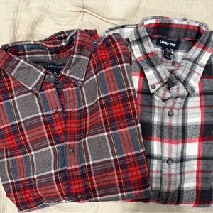Set of Men's Lands End Flannel Shirts